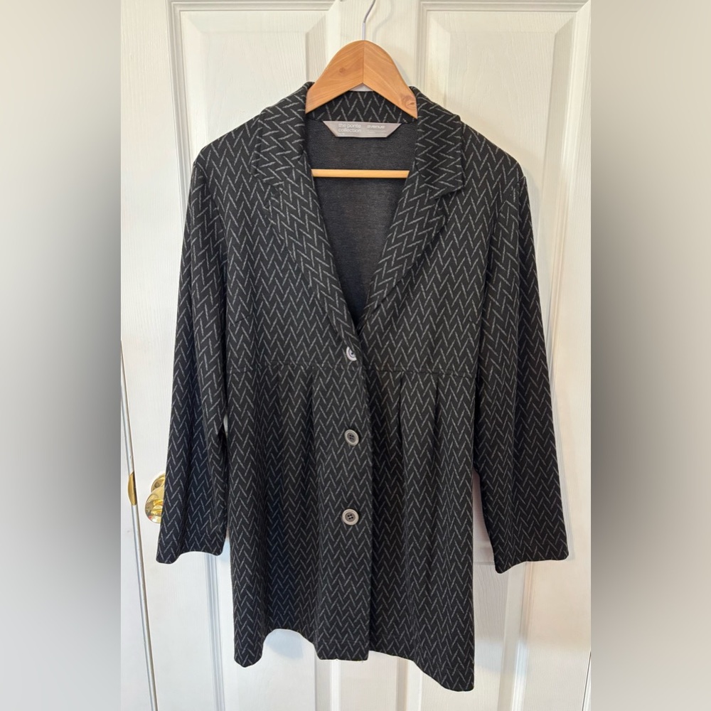 Avenue Black Gray Patterned Women's Cardigan Sweater Size 14/16 Large